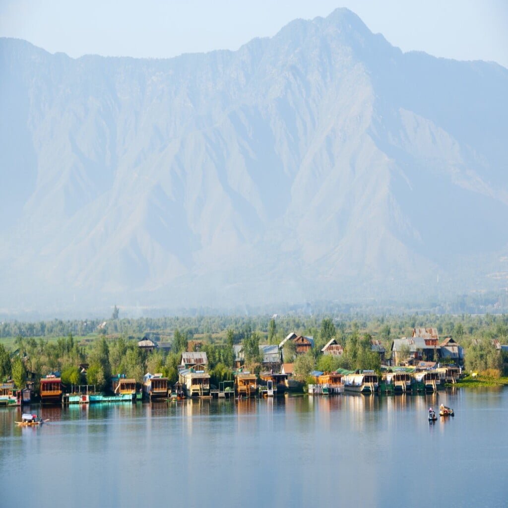 Aerial view of Dal Lake, Srinagar Jammu and Kashmir, India